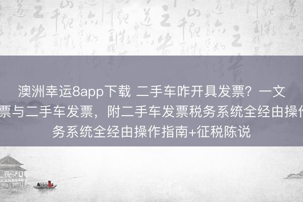 澳洲幸运8app下载 二手车咋开具发票？一文梳理清生动车发票与二手车发票，附二手车发票税务系统全经由操作指南+征税陈说