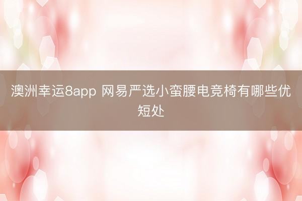 澳洲幸运8app 网易严选小蛮腰电竞椅有哪些优短处