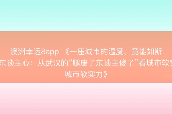 澳洲幸运8app 《一座城市的温度，竟能如斯诊疗东谈主心：从武汉的“腿废了东谈主傻了”看城市软实力》