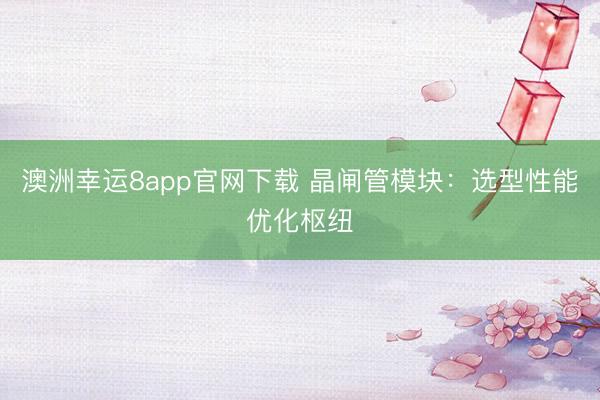 澳洲幸运8app官网下载 晶闸管模块：选型性能优化枢纽