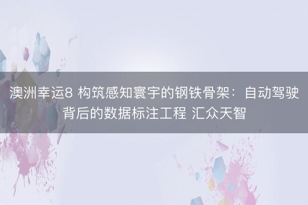 澳洲幸运8 构筑感知寰宇的钢铁骨架：自动驾驶背后的数据标注工程 汇众天智