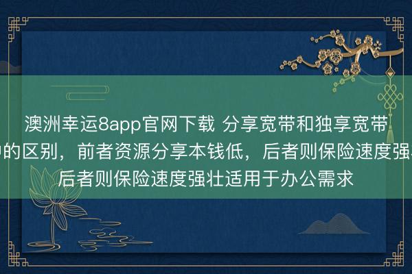 澳洲幸运8app官网下载 分享宽带和独享宽带在通讯收罗竖立中的区别,前者资源分享本钱低,后者则保险速度强壮适用于办公需求