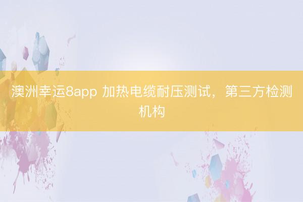 澳洲幸运8app 加热电缆耐压测试，第三方检测机构
