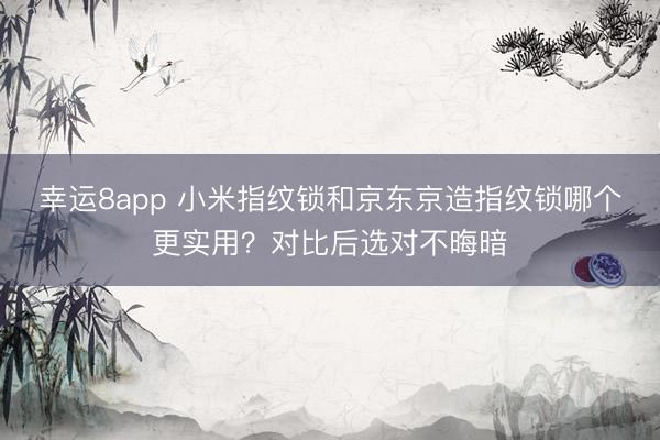 幸运8app 小米指纹锁和京东京造指纹锁哪个更实用?对比后选对不晦暗