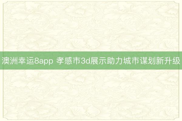 澳洲幸运8app 孝感市3d展示助力城市谋划新升级