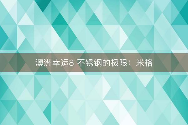 澳洲幸运8 不锈钢的极限：米格