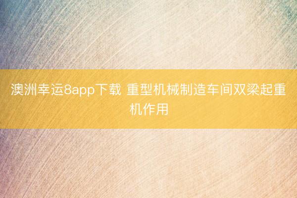 澳洲幸运8app下载 重型机械制造车间双梁起重机作用