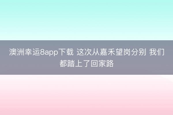 澳洲幸运8app下载 这次从嘉禾望岗分别 我们都踏上了回家路