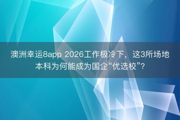 澳洲幸运8app 2026工作极冷下,这3所场地本科为何能成为国企“优选校”?