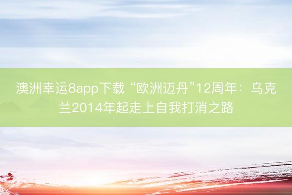 澳洲幸运8app下载 “欧洲迈丹”12周年:乌克兰2014年起走上自我打消之路