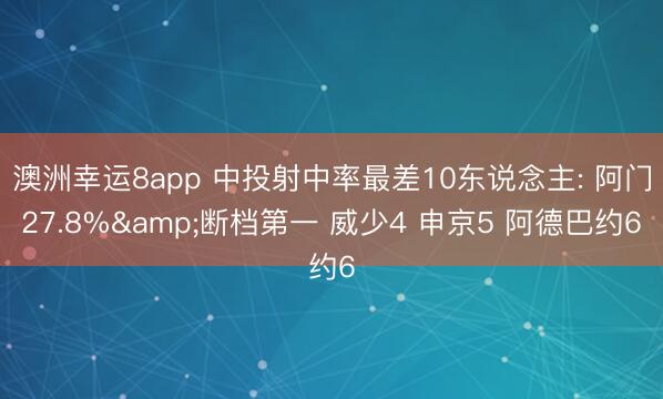 澳洲幸运8app 中投射中率最差10东说念主: 阿门27.8%&断档第一 威少4 申京5 阿德巴约6