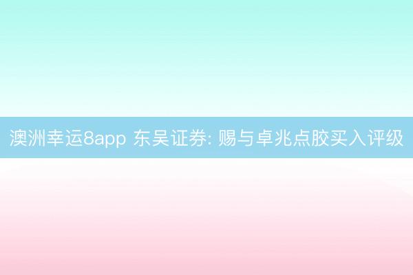 澳洲幸运8app 东吴证券: 赐与卓兆点胶买入评级