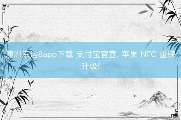 澳洲幸运8app下载 支付宝官宣， 苹果 NFC 重磅升级!