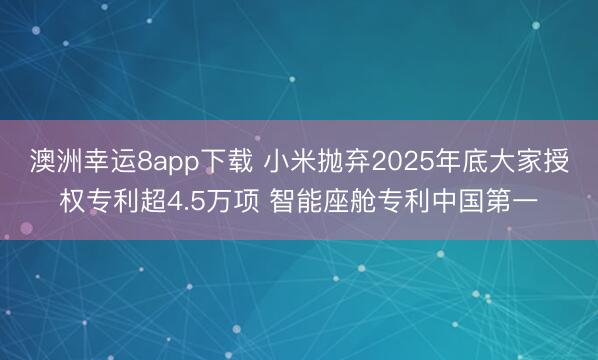 澳洲幸运8app下载 小米抛弃2025年底大家授权专利超4.5万项 智能座舱专利中国第一