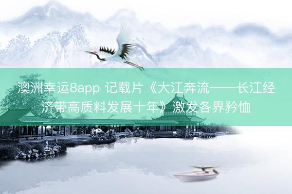 澳洲幸运8app 记载片《大江奔流——长江经济带高质料发展十年》激发各界矜恤