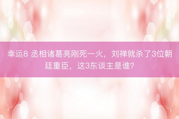 幸运8 丞相诸葛亮刚死一火，刘禅就杀了3位朝廷重臣，这3东谈主是谁？