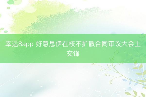 幸运8app 好意思伊在核不扩散合同审议大会上交锋